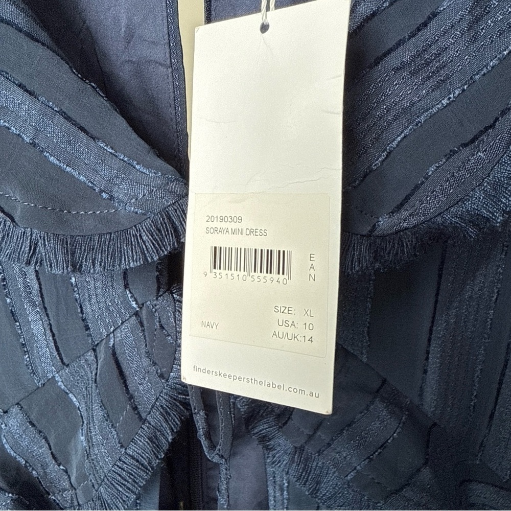 Finders Keepers Soraya Navy Blue Mini Dress Size XL NWT - Picture 8 of 16